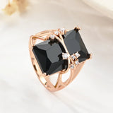 14 Karat Gold Filled Black Square AAA Zircon Crystal High Quality Daily Jewellery Rings
