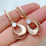 14 Karat Gold Filled Unique Full Shiny AAA Zircon Diamonds Dangle Earrings for Women