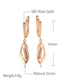 New 14K Rolled Gold Geometric AAA Zircon Diamonds Long Drop Fashion Fine Earrings