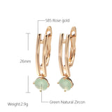 14 Karat Rolled Gold Water Drop Emerald Green AAA Zircon Crystals Dangle Earrings