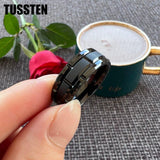 New Arrival 8mm Brick Pattern Brushed Mens Tungsten Carbide Ring - Popular Wedding Jewellery - The Jewellery Supermarket