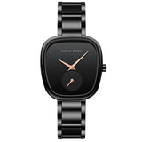 Fashionable Minimalist Style Elegant Ladie's Quartz Wristwatch Wine Barrel Rose Gold or Black Oval Women's Watches