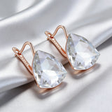 14 Karat Gold Filled Luxury Shiny White Big Zircon Crystals Drop Earrings For Women