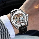 Luxury Brand New Fashion Original Skeleton Leather Strap Automatic Mechanical Wrist Watches for Men