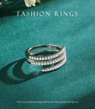 Elegant Multi-layer Sparkling AAAA Lab Created Diamonds 925 Sterling Silver Ring