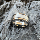 Double Grooved High Polished Shiny 8mm Mens Tungsten Engagement Rings Comfort Fit