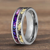 Orion Nebula and Meteorite Gold Foil Inlay 8MM Tungsten Carbide Rings