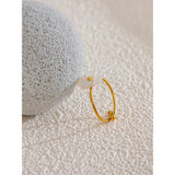 18K Gold Plated Fashion Sweet Stainless Steel Natural Shell Flower Adjustable Ring