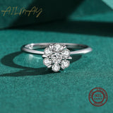 Classic Simple Flower AAAA Lab Created Diamond 925 Sterling Silver Fine Rings