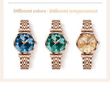Elegant Luxury Zircon Diamond Rose Gold Colour Stainless Steel Waterproof Date Ladies Dress Wristwatches, Ideal Gift