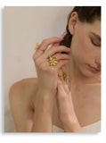 18K Gold Plated Popular Smooth Stainless Steel Flower Adjustable Charm Fashion Ring