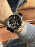 Amazing Gold Maserati Men's Watch Sports Leisure Luxury Europe and America Large Dial Black Silicone StrWatch.