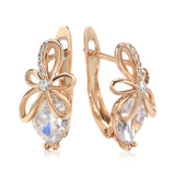 14 Karat Filled Gold  New Bow Knot Hollow Drop Cut AAA Zircon Diamonds Trendy Earrings