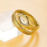 New Luxury Top Fashion Brand Snake Design Gold Colour Stainless Steel Bracelet Quartz Ladies Wristwatches