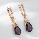 14 Karat Gold Filled Elegant Lilac AAA Zircon Crystals Earrings For Women Fine Jewellery