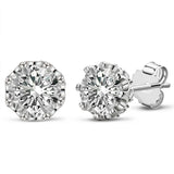 Princess Cut 0.5, 1, 2CT Moissanite Diamonds Rhodium Plated Silver D Color Stud Earrings