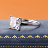 Terrific 1/2/3/4CT Princess Cut VVS1 D Colour Moissanite Diamond Silver Engagement Ring