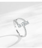 Three-Stone Spiral AAAA Lab Created DiamondS 925 Sterling Silver Geometric Ring