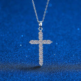 Stunning 18KWGP 3.3CT D Colour VVS1 Moissanite Diamonds Cross Necklace for Women - Luxury Silver Fine Jewellery