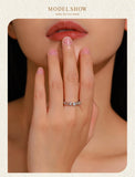 New Design Sterling Silver Double Layer Line Round AAAA Lab Created Diamond Ring