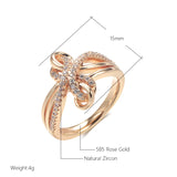 Captivating 14K Filled Rose Gold Bow-knot Ring with AAA Zircon Diamonds Pave Setting - Luxury Jewellery