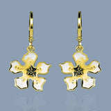 Fashion Yellow Flower 18k Gold Plated Flower Luxury Handmade Enamel Earrings