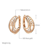 Luxury Glossy Hollow Wave Texture Elegant 14K Filled Rose Gold AAA Zircon Diamonds Clip Earrings, Fine Jewellery