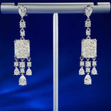 Excellent Moissanite Diamonds Dangle Earrings for Women - Silver Drop Earrings Fine Jewellery for Special Occasions - The Jewellery Supermarket