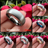 Domed Brushed Multicolor 6mm 8mm Tungsten Engagement Wedding Rings For Women Men