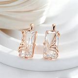 14 Karat Gold Filled Shiny White AAA Zircon Crystals Women's Long Drop Unique Earrings