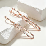 14K Rolled Gold Glossy Geometry AAA Zircon Diamonds Drop Earrings Daily Fine Jewellery