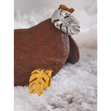 18K Gold Plated Stylish Design Stainless Steel Metal Leaf Leaves Open Ring Fashion Jewellery