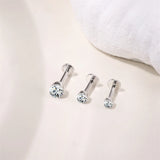 Sterling Silver Six Claws Sparkling Moissanite Diamonds Flat Back Stud Earrings