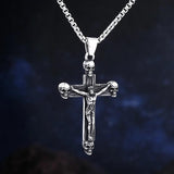 NEW Men's 316L Stainless-steel Jesus Cross Pendant With Skull Necklace For Teens Punk Biker Jewelry - The Jewellery Supermarket