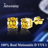 S925 Silver Platinum And Gold Plating Moissanite Stud Earrings Women Fine Jewellery