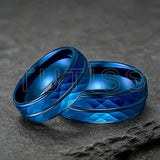 Black Blue Hammered 8mm Tungsten Carbide Wedding Engagement Rings