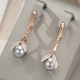 14 Karat Gold Filled Luxury Grey Big Pearl Long Drop Earrings Fine Wedding Jewellery