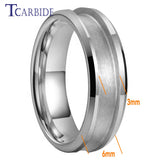 Groove Beveled Polished Finish 4/6/8mm Tungsten Carbide Engagement Rings