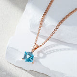 14K Gold Filled Cube AAA Blue Zircon Women's Luxury Long Fashion Pendant And Necklace