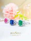 New Fashion Princess Cut Square Rose Red Blue Green Lab Created Sapphire Rings for Women - Fine Jewellery - The Jewellery Supermarket