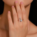 Geometric Line Design Dazzling AAAA Lab Created Diamond Sterling Silver Ring