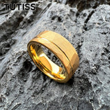 Hammered Offset Line 8mm Tungsten Carbide Rings for Men Women Comfort Fit