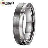 Offset Groove Polished Brushed Finish 6MM 8MM Womens Mens Tungsten Carbide Rings