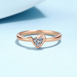 White Champagne Gold Plated Heart Shape Moissanite Diamonds Rings For Women 925 Sterling Silver Wedding Fine Rings