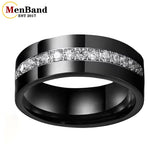 High Quality Black Cubic Zirconia Stones Inlay 8MM  Tungsten Wedding Rings