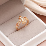 Captivating 14K Filled Rose Gold Bow-knot Ring with AAA Zircon Diamonds Pave Setting - Luxury Jewellery