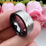 I Love You Stamped 6mm 8mm Tungsten Hammer Ring for Men Women  Comfort Fit