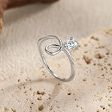 Fashion Irregular Line Design AAAA Lab Created Diamond 925 Sterling Silver Ring