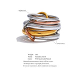 18K Gold Plated Stainless Steel 3 Colors 5 Links Popular Stacked Rings