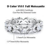 Dazzling D Colour Marquise Cut Moissanite Diamonds Eternity Rings for Women - Silver Engagement Wedding Rings - The Jewellery Supermarket